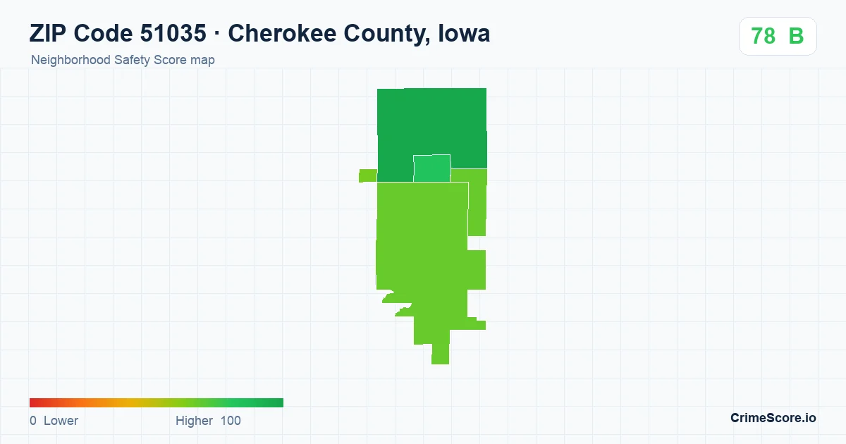 ZIP Code 51035 in Cherokee County, Iowa neighborhood Safety Score map