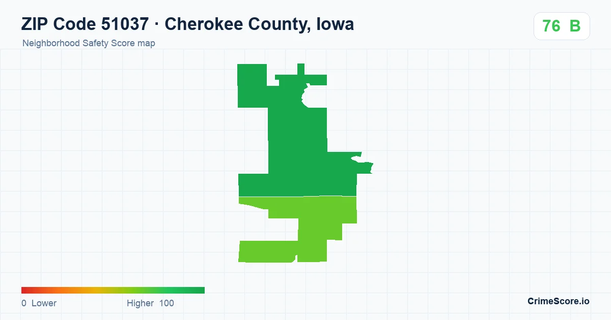 ZIP Code 51037 in Cherokee County, Iowa neighborhood Safety Score map