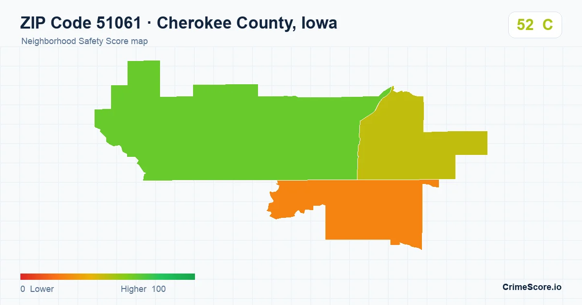 ZIP Code 51061 in Cherokee County, Iowa neighborhood Safety Score map