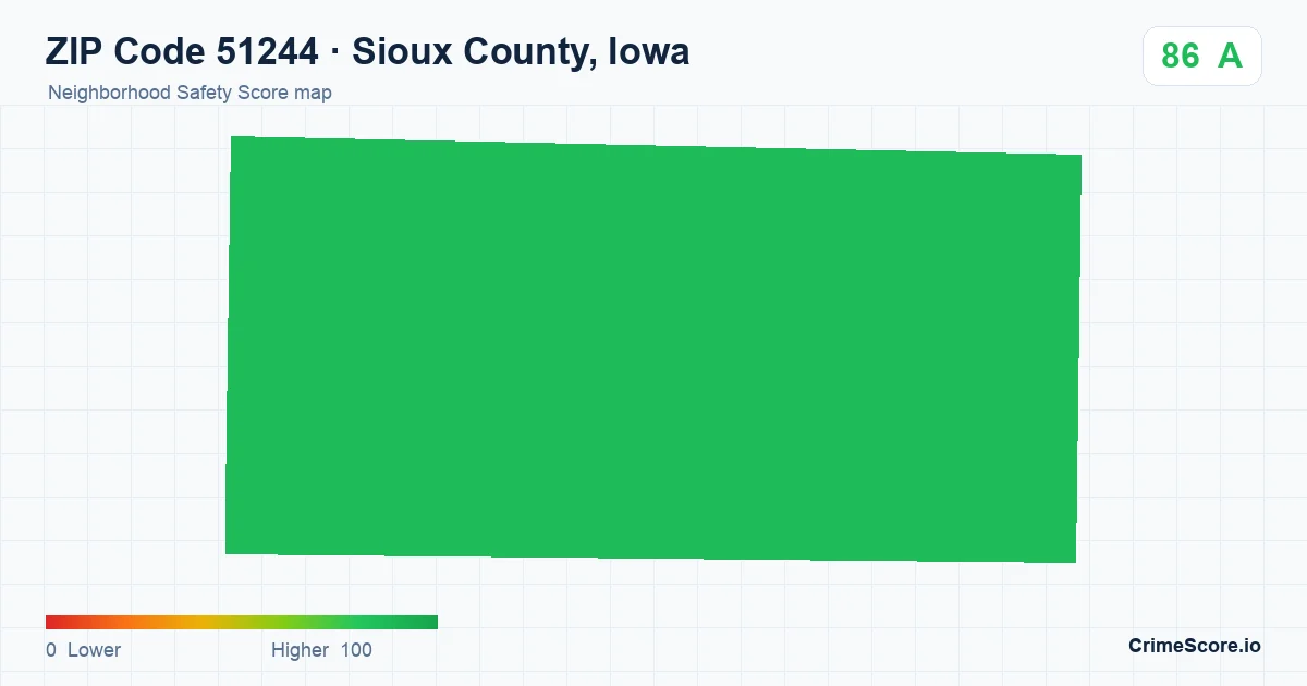 ZIP Code 51244 in Sioux County, Iowa neighborhood Safety Score map