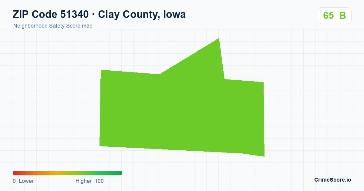 ZIP Code 51340 in Clay County, Iowa neighborhood Safety Score map