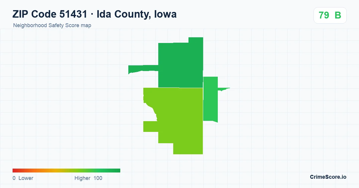 ZIP Code 51431 in Ida County, Iowa neighborhood Safety Score map