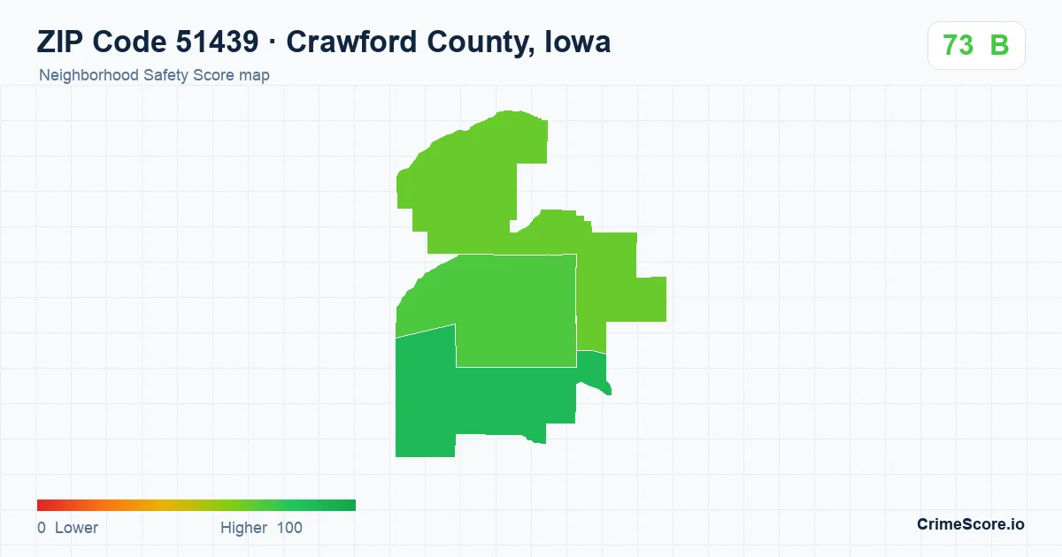 ZIP Code 51439 in Crawford County, Iowa neighborhood Safety Score map