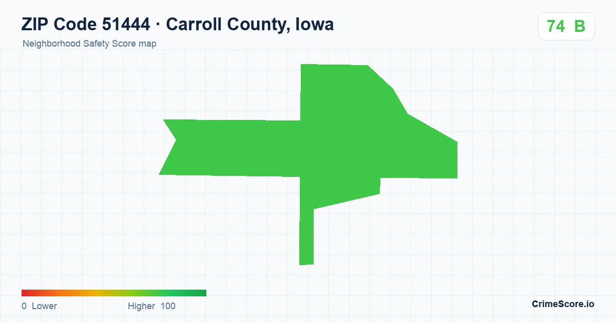 ZIP Code 51444 in Carroll County, Iowa neighborhood Safety Score map