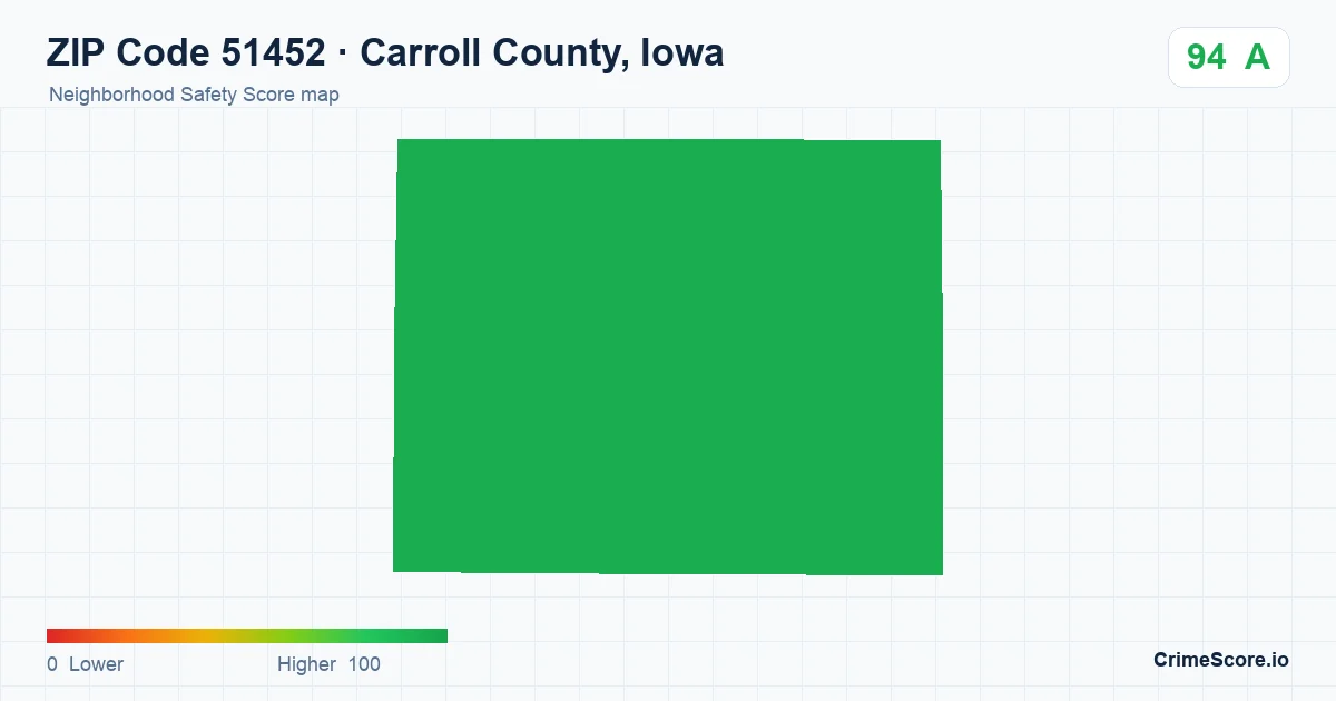 ZIP Code 51452 in Carroll County, Iowa neighborhood Safety Score map