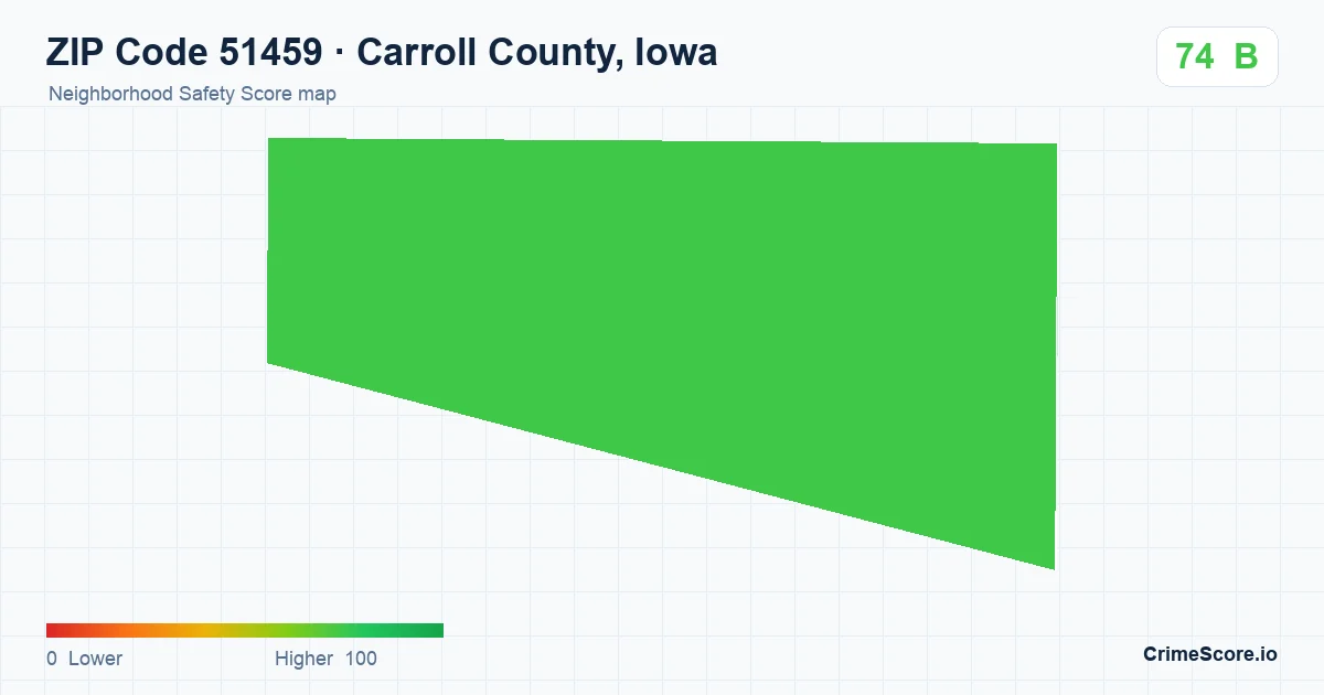 ZIP Code 51459 in Carroll County, Iowa neighborhood Safety Score map