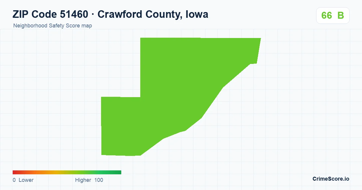 ZIP Code 51460 in Crawford County, Iowa neighborhood Safety Score map