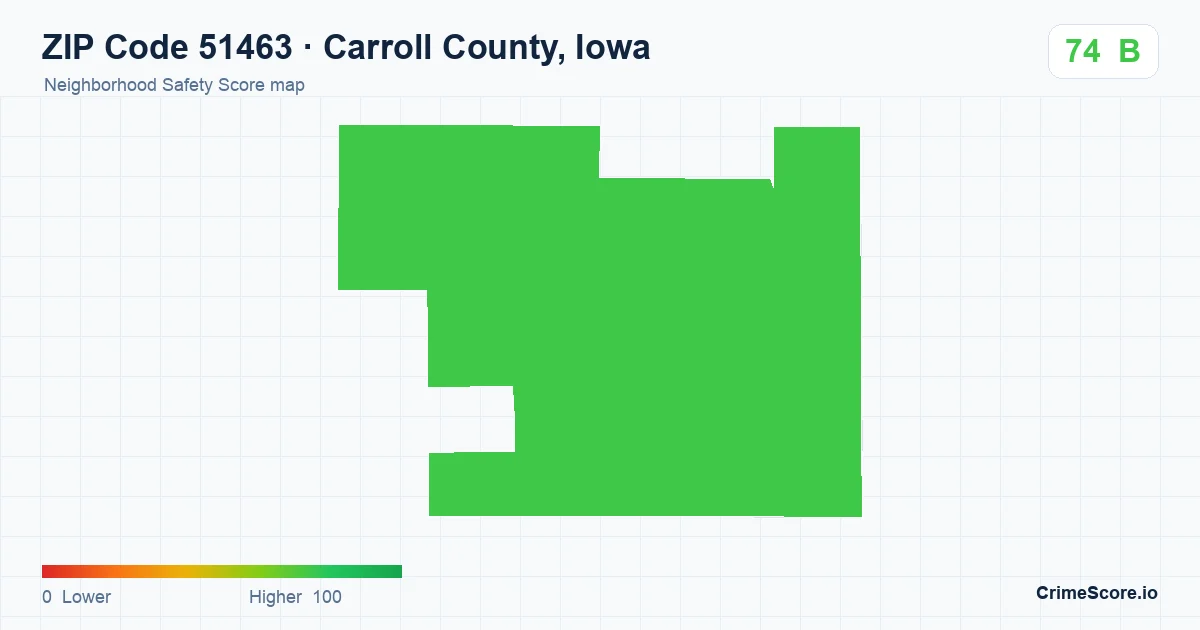ZIP Code 51463 in Carroll County, Iowa neighborhood Safety Score map