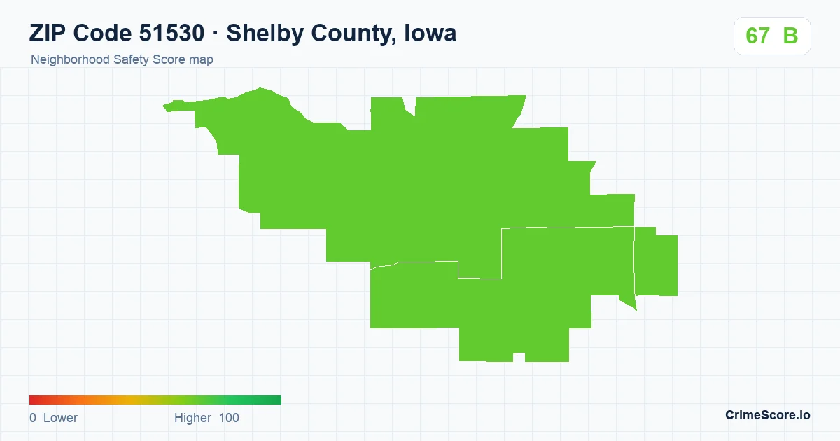 ZIP Code 51530 in Shelby County, Iowa neighborhood Safety Score map