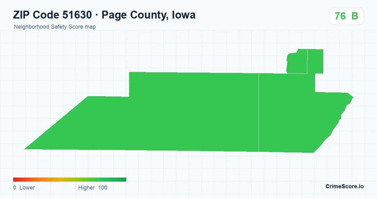 ZIP Code 51630 in Page County, Iowa neighborhood Safety Score map