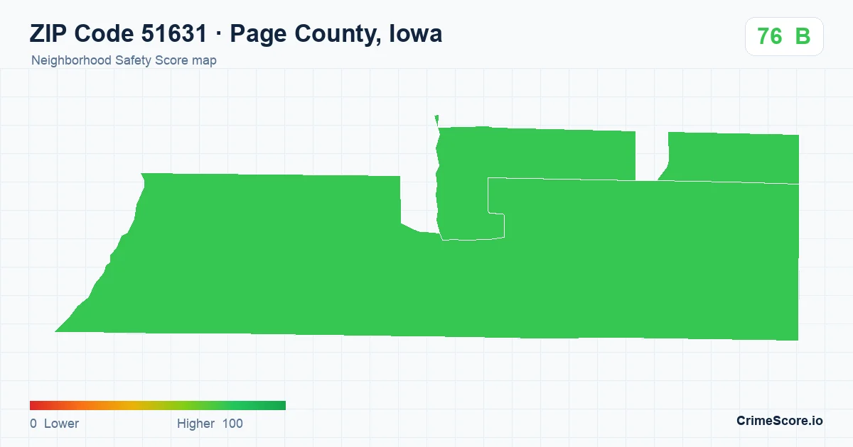 ZIP Code 51631 in Page County, Iowa neighborhood Safety Score map
