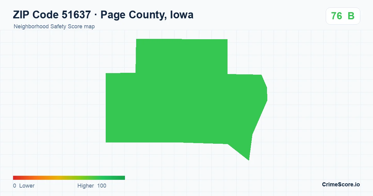 ZIP Code 51637 in Page County, Iowa neighborhood Safety Score map