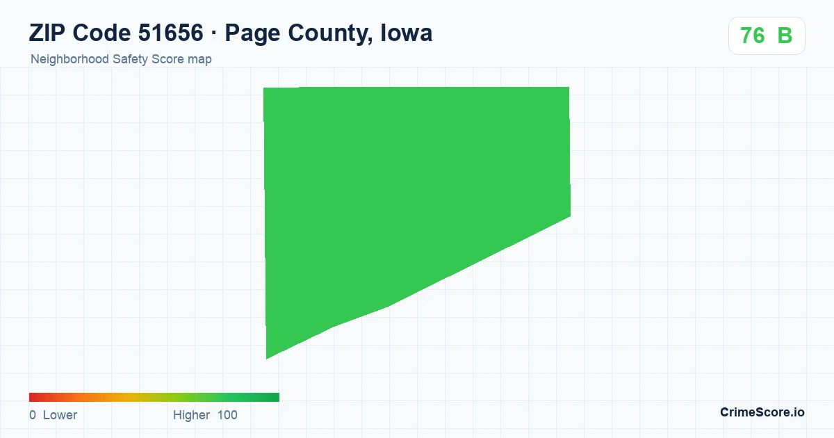 ZIP Code 51656 in Page County, Iowa neighborhood Safety Score map