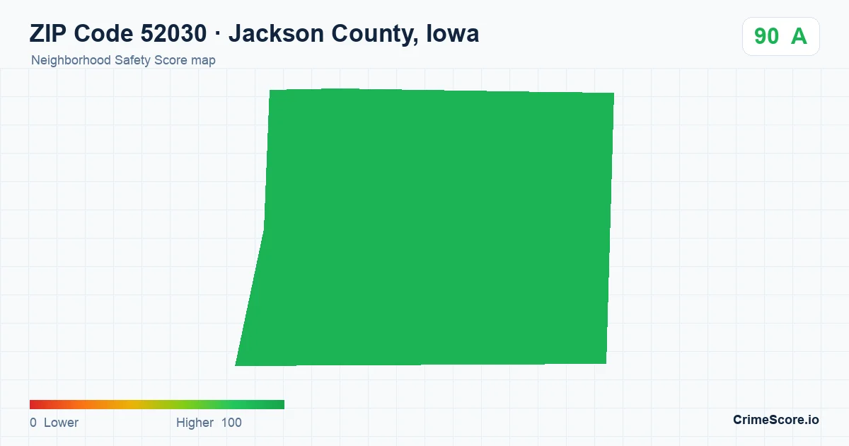 ZIP Code 52030 in Jackson County, Iowa neighborhood Safety Score map