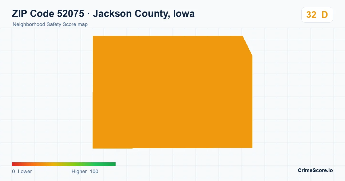 ZIP Code 52075 in Jackson County, Iowa neighborhood Safety Score map