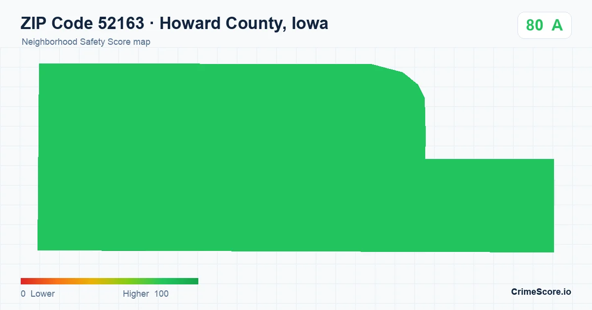 ZIP Code 52163 in Howard County, Iowa neighborhood Safety Score map
