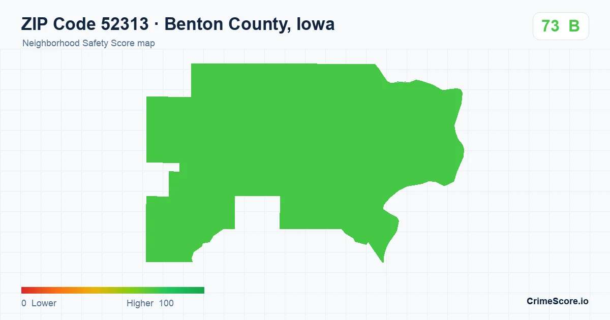 ZIP Code 52313 in Benton County, Iowa neighborhood Safety Score map