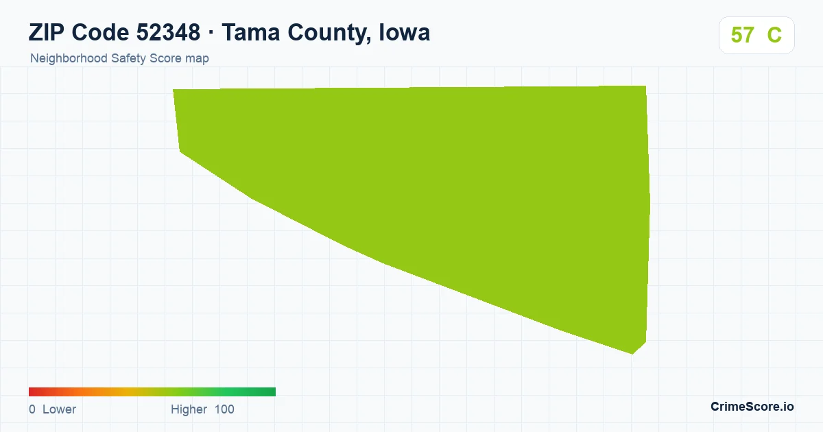 ZIP Code 52348 in Tama County, Iowa neighborhood Safety Score map