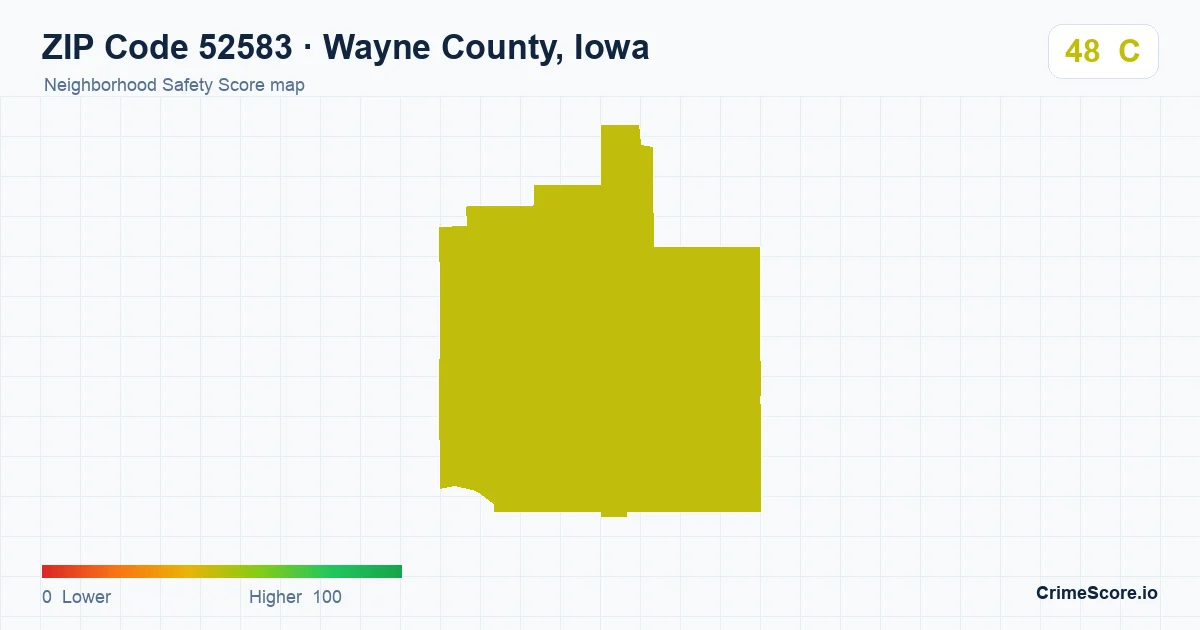 ZIP Code 52583 in Wayne County, Iowa neighborhood Safety Score map