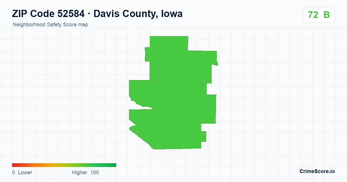 ZIP Code 52584 in Davis County, Iowa neighborhood Safety Score map