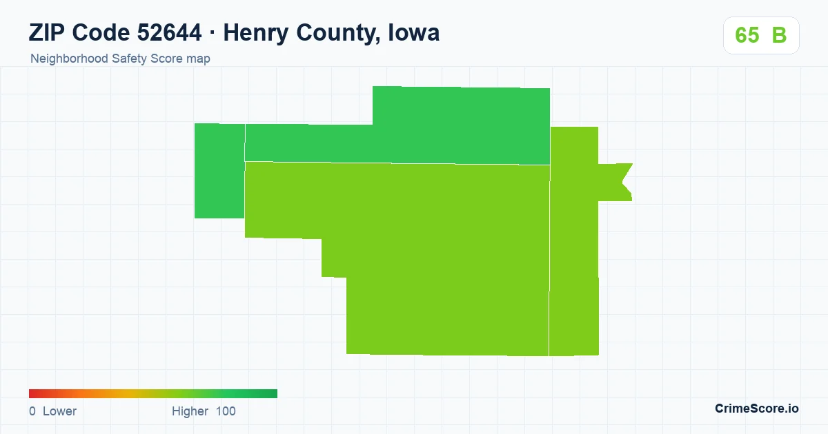 ZIP Code 52644 in Henry County, Iowa neighborhood Safety Score map