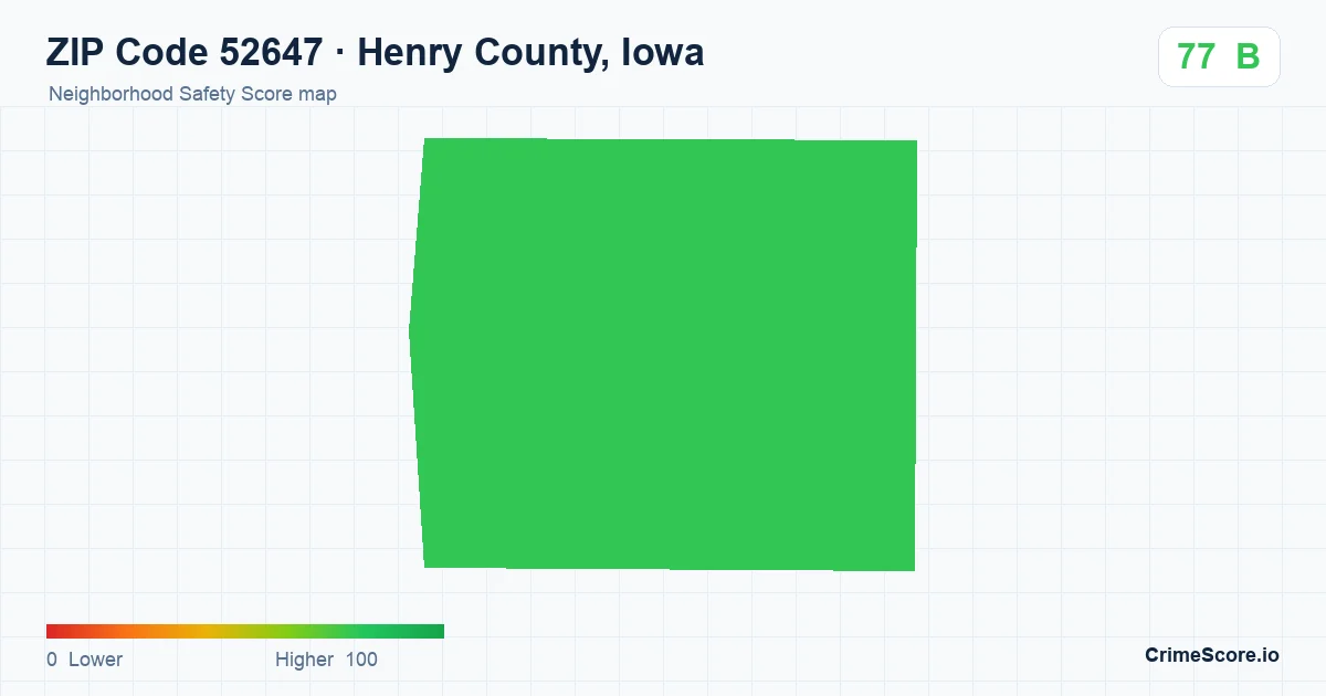 ZIP Code 52647 in Henry County, Iowa neighborhood Safety Score map