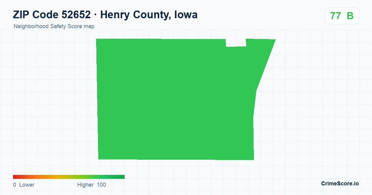 ZIP Code 52652 in Henry County, Iowa neighborhood Safety Score map