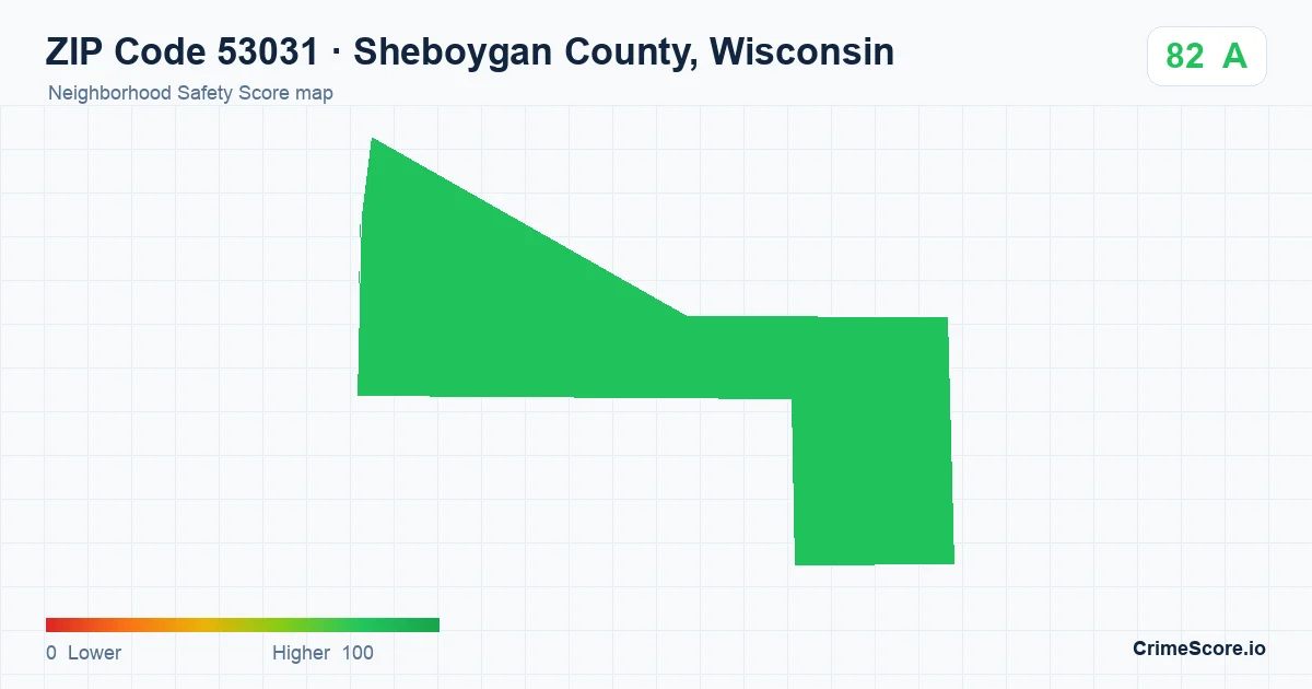 ZIP Code 53031 in Sheboygan County, Wisconsin neighborhood Safety Score map