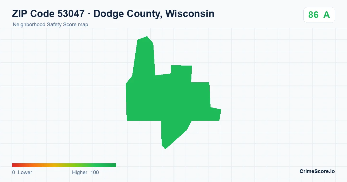 ZIP Code 53047 in Dodge County, Wisconsin neighborhood Safety Score map