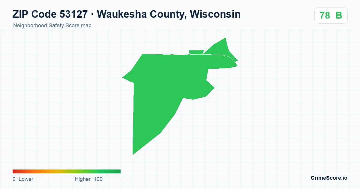 ZIP Code 53127 in Waukesha County, Wisconsin neighborhood Safety Score map