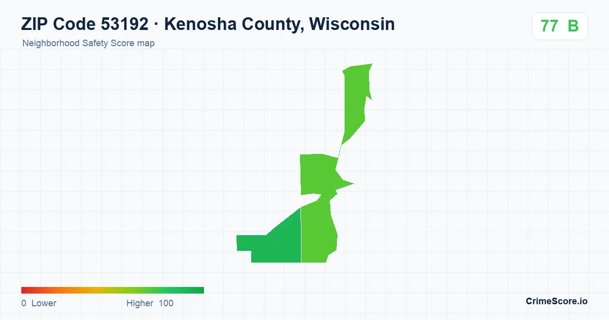 ZIP Code 53192 in Kenosha County, Wisconsin neighborhood Safety Score map