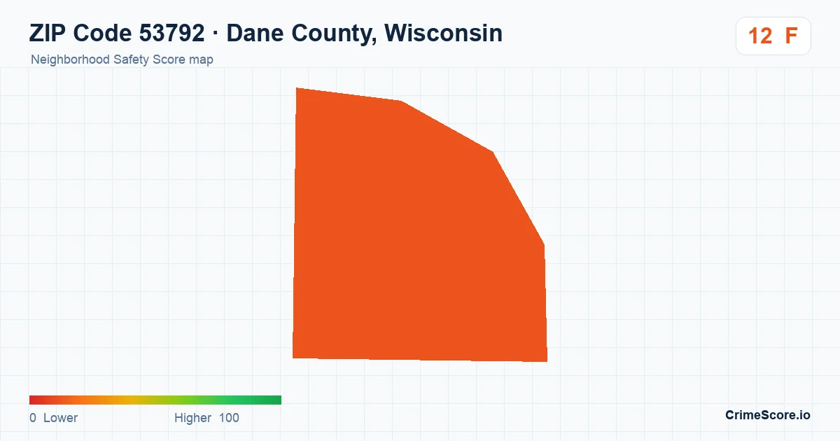 ZIP Code 53792 in Dane County, Wisconsin neighborhood Safety Score map