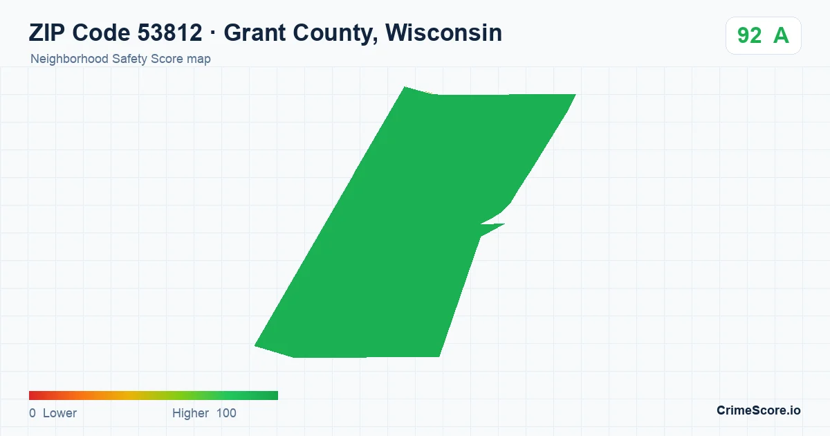 ZIP Code 53812 in Grant County, Wisconsin neighborhood Safety Score map