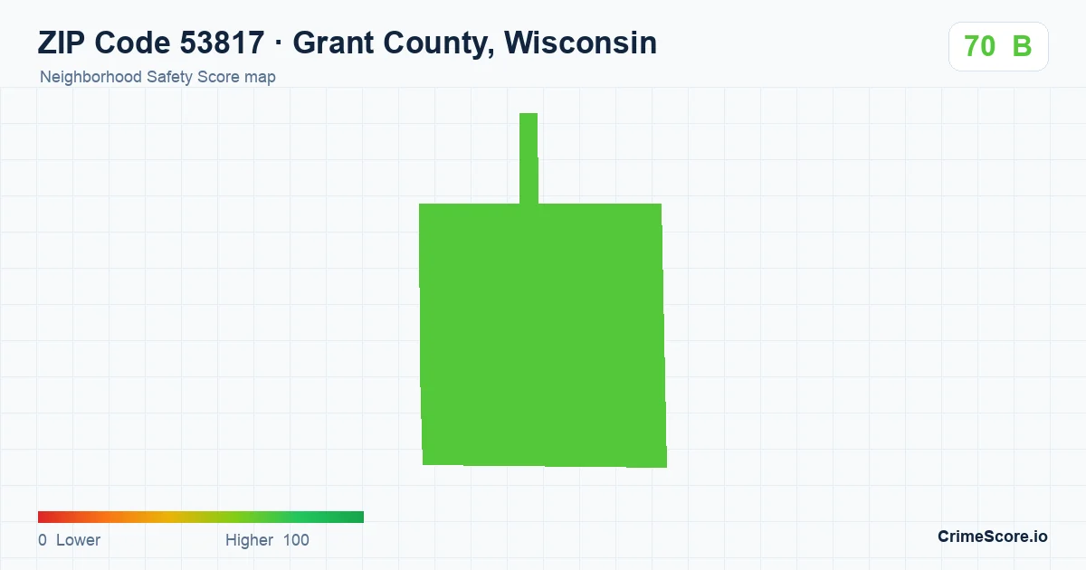 ZIP Code 53817 in Grant County, Wisconsin neighborhood Safety Score map