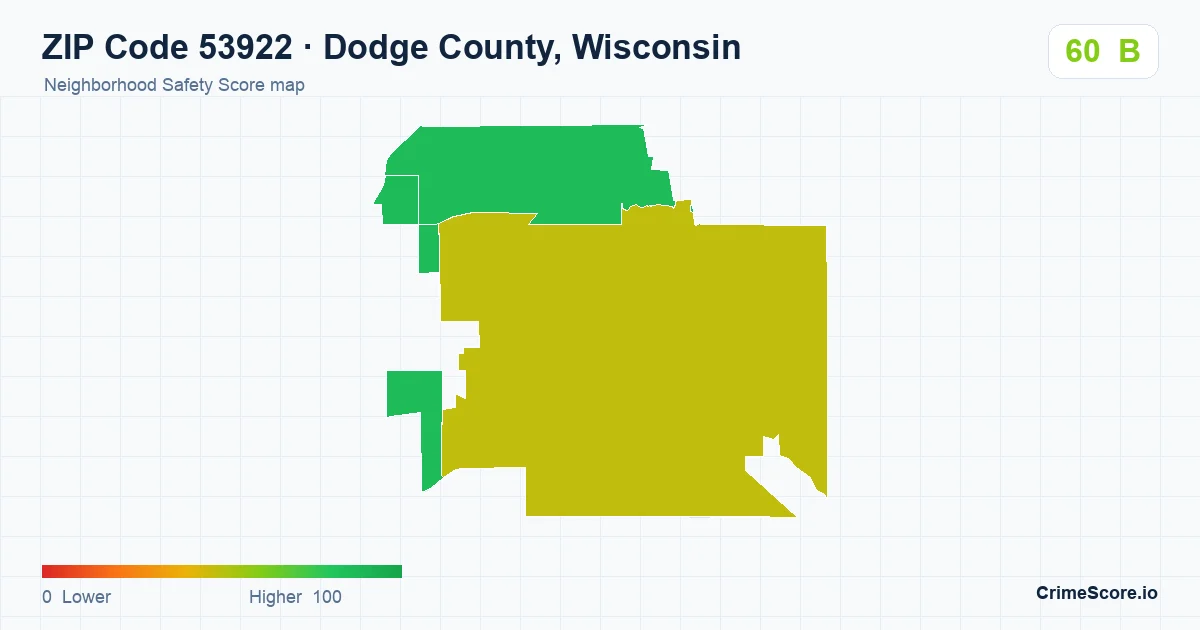 ZIP Code 53922 in Dodge County, Wisconsin neighborhood Safety Score map