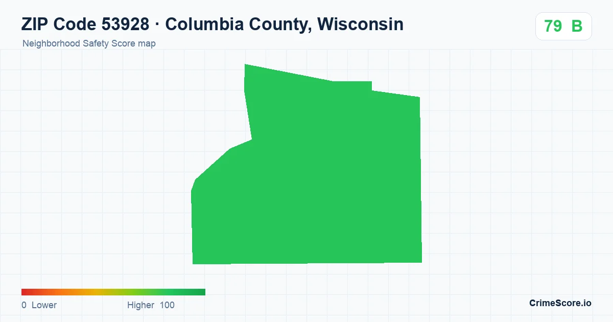 ZIP Code 53928 in Columbia County, Wisconsin neighborhood Safety Score map