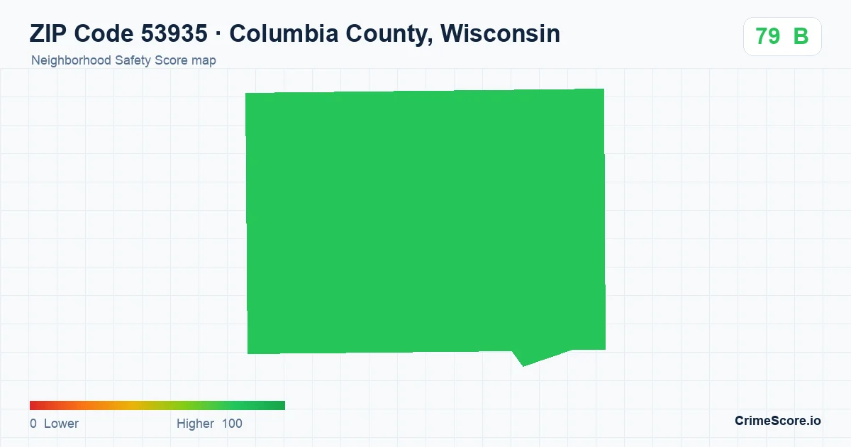 ZIP Code 53935 in Columbia County, Wisconsin neighborhood Safety Score map