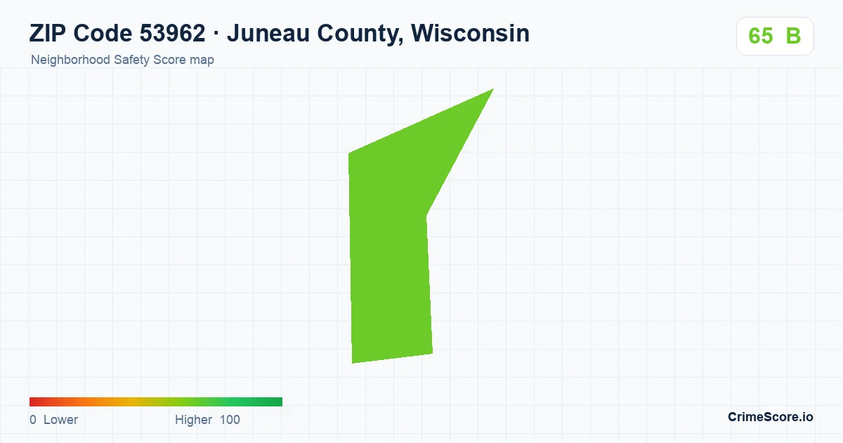 ZIP Code 53962 in Juneau County, Wisconsin neighborhood Safety Score map