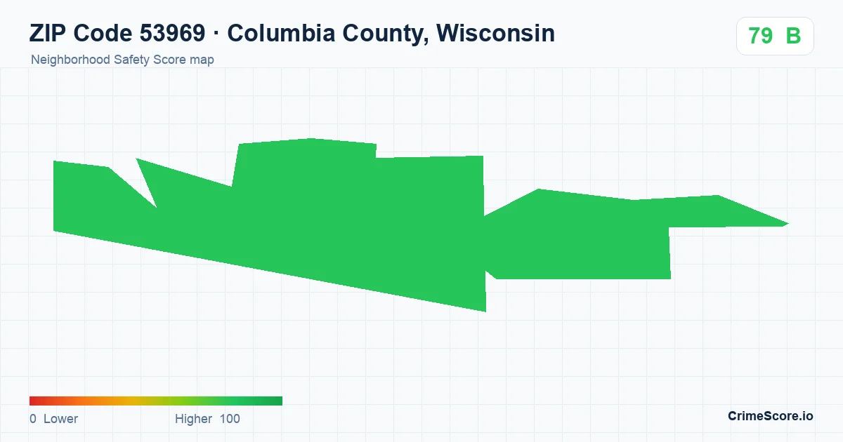 ZIP Code 53969 in Columbia County, Wisconsin neighborhood Safety Score map