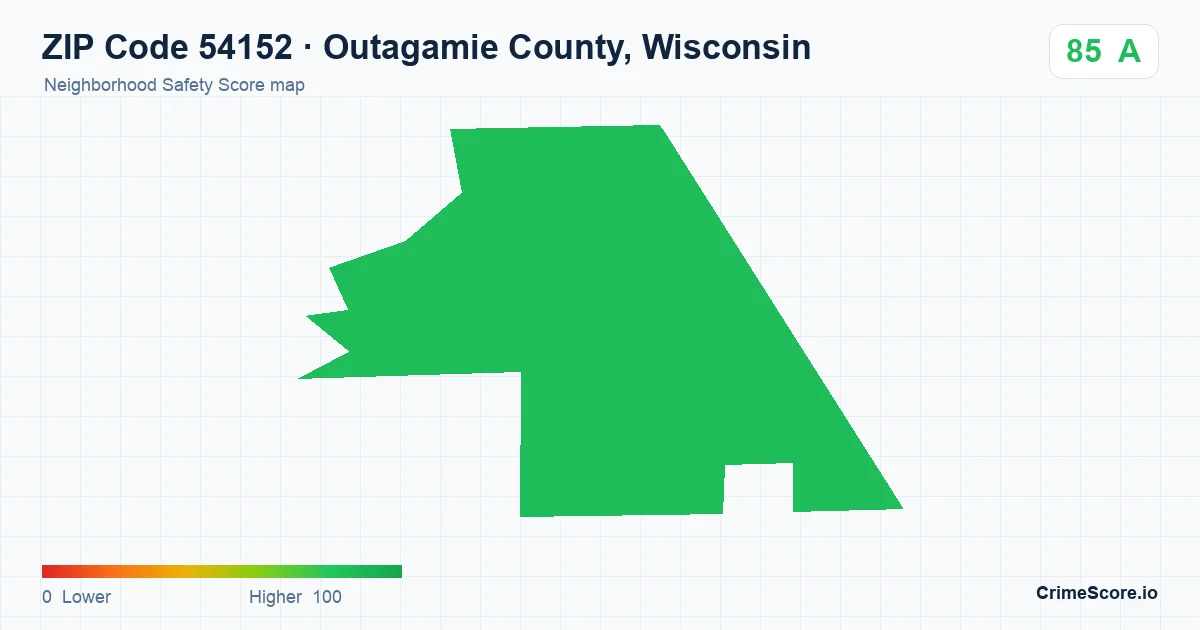 ZIP Code 54152 in Outagamie County, Wisconsin neighborhood Safety Score map