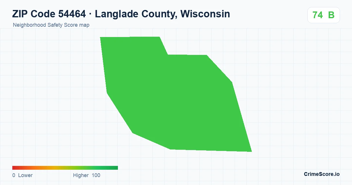 ZIP Code 54464 in Langlade County, Wisconsin neighborhood Safety Score map