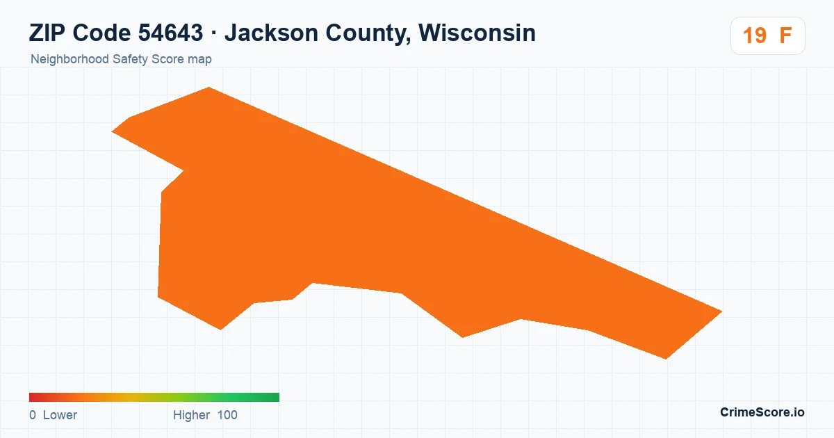 ZIP Code 54643 in Jackson County, Wisconsin neighborhood Safety Score map