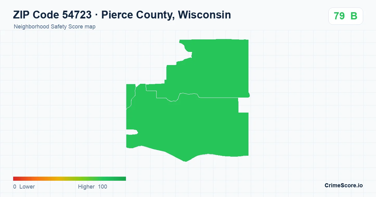 ZIP Code 54723 in Pierce County, Wisconsin neighborhood Safety Score map