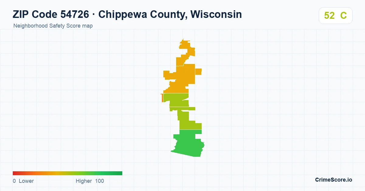 ZIP Code 54726 in Chippewa County, Wisconsin neighborhood Safety Score map
