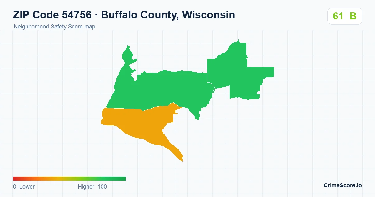 ZIP Code 54756 in Buffalo County, Wisconsin neighborhood Safety Score map