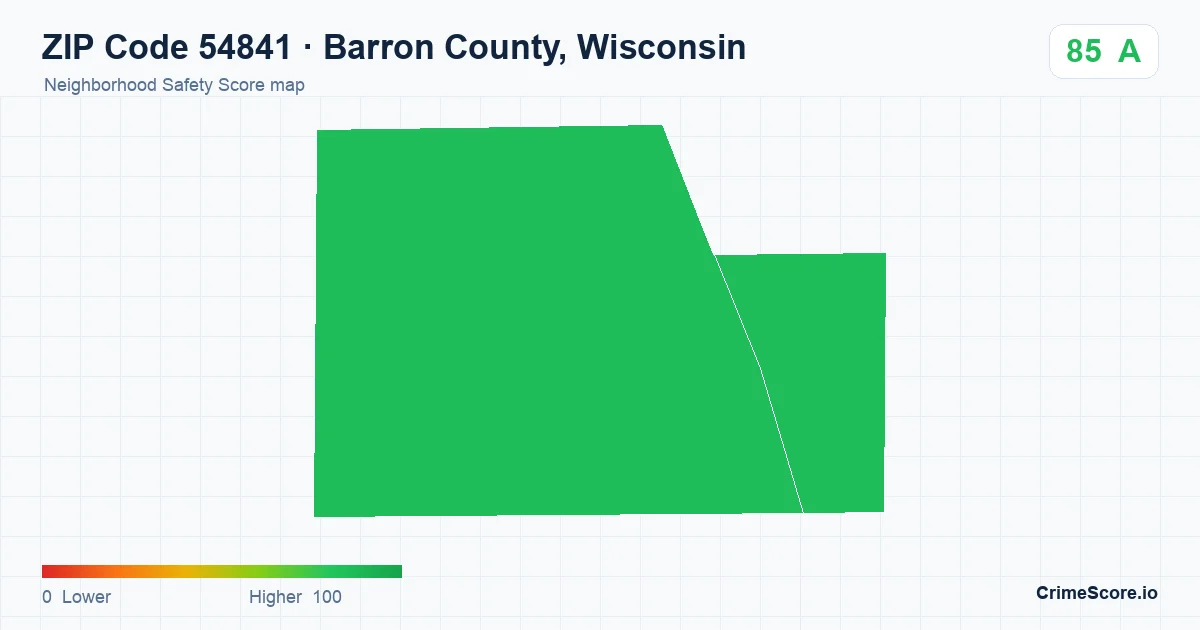ZIP Code 54841 in Barron County, Wisconsin neighborhood Safety Score map