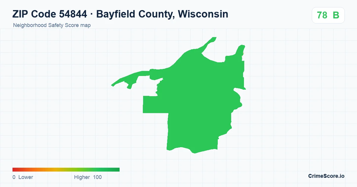 ZIP Code 54844 in Bayfield County, Wisconsin neighborhood Safety Score map