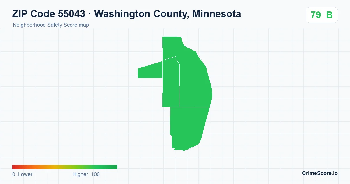 ZIP Code 55043 in Washington County, Minnesota neighborhood Safety Score map