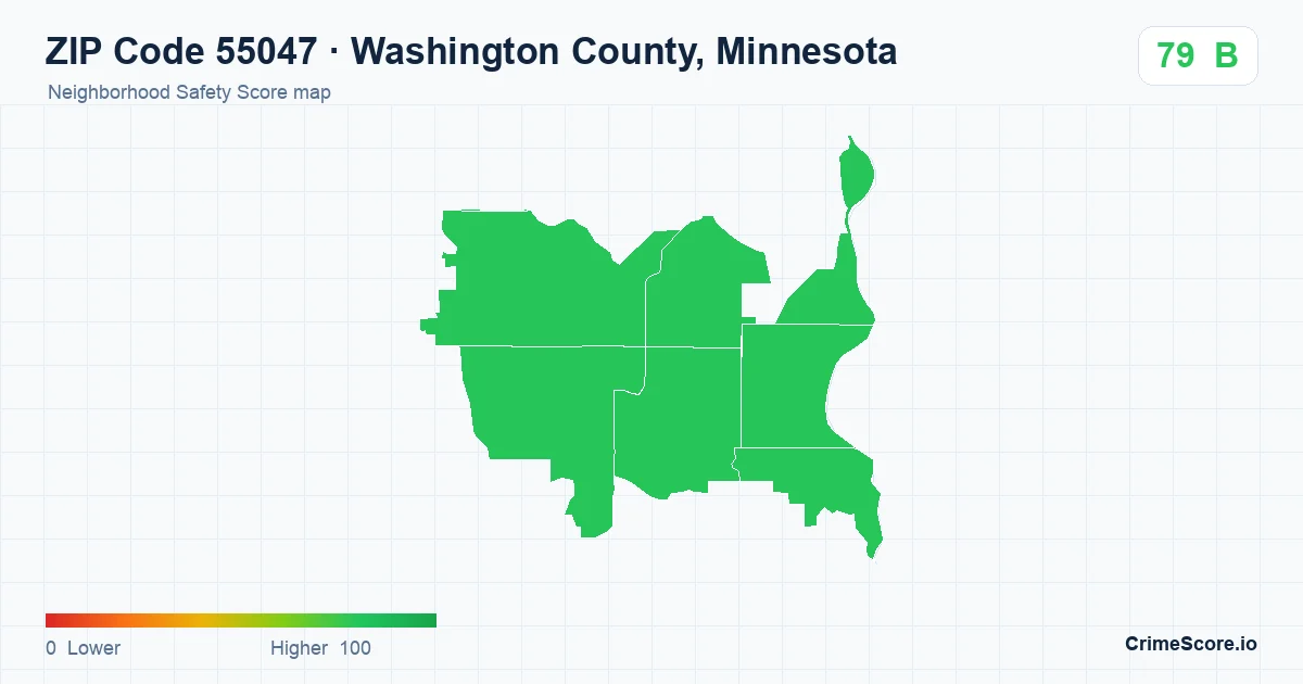 ZIP Code 55047 in Washington County, Minnesota neighborhood Safety Score map