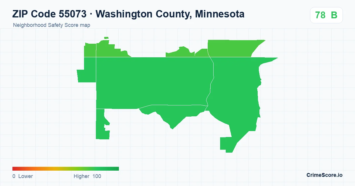 ZIP Code 55073 in Washington County, Minnesota neighborhood Safety Score map